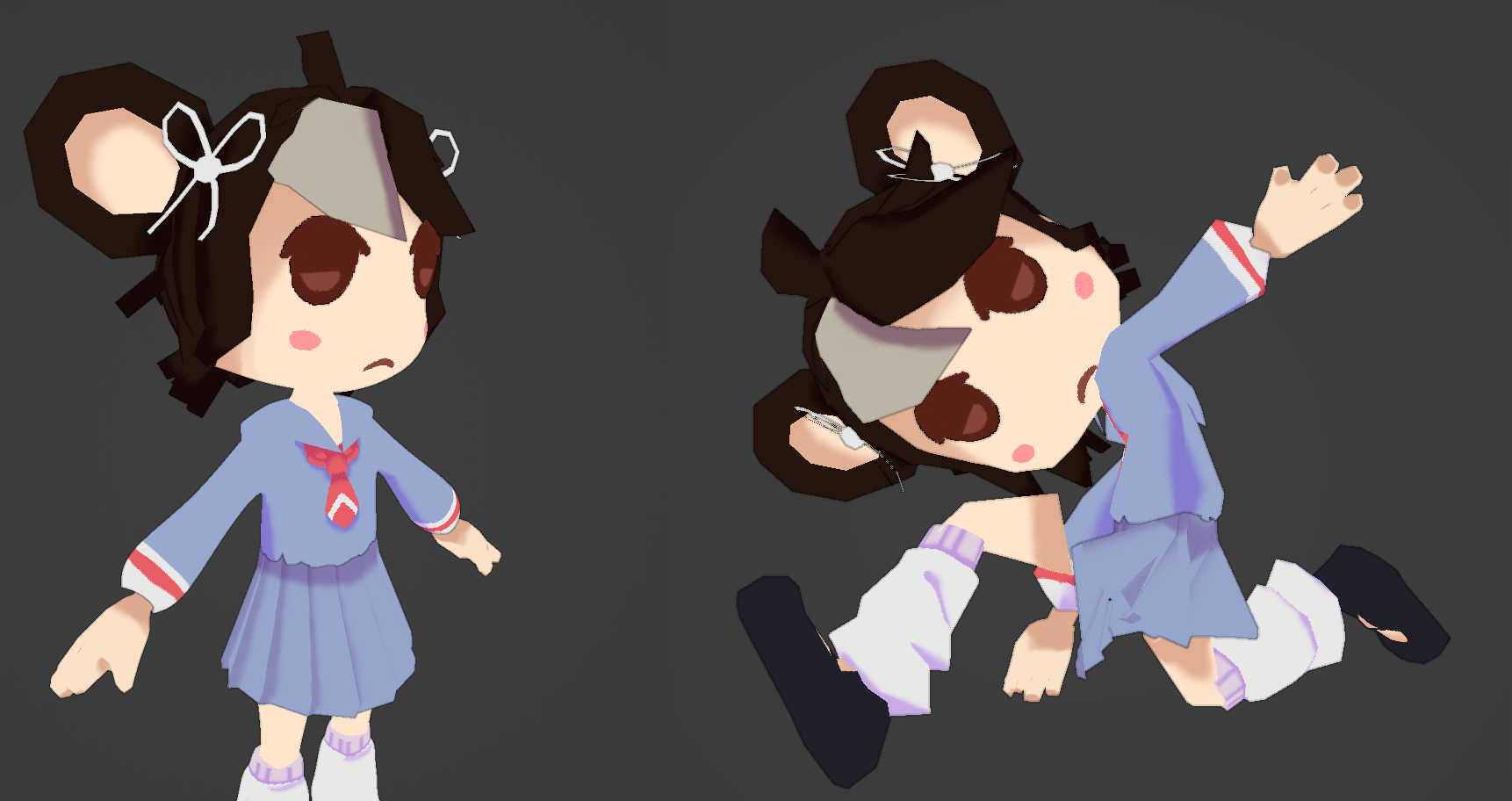 2 Images of the mouse girl, one is not posed, the other is jumping in the air with an energetic pose, similar to the Sonic Adventure 2 Sonic pose.